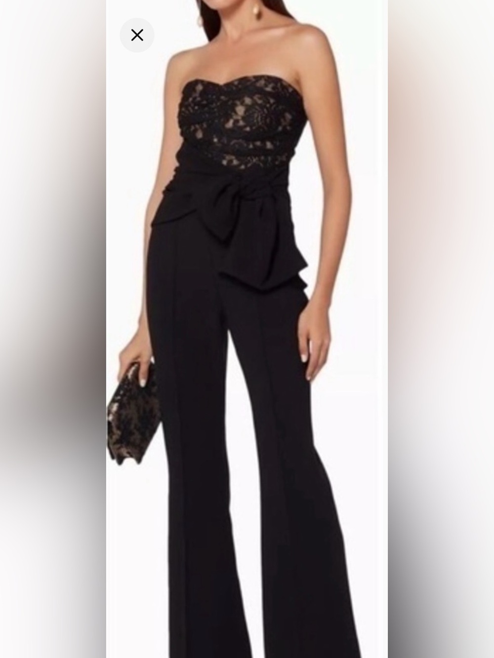 DO+BE Black Strapless Wide-Leg Jumpsuit with Waist Tie